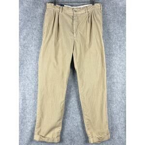 VTG Polo Ralph Lauren Corduroy Hammond Pants Mens 34x32 Beige Pleated Cuffed 90s
